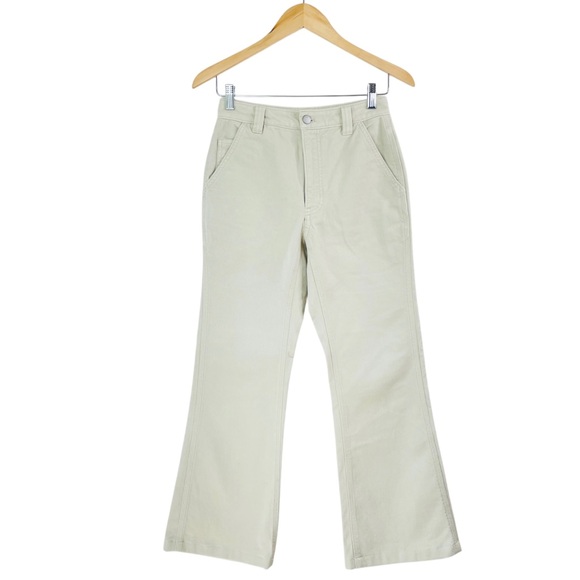 Aritzia TNA High Rise Bootcut Flared Ivory Cream Cotton Denim Jeans Pants Size 2 - Picture 1 of 16